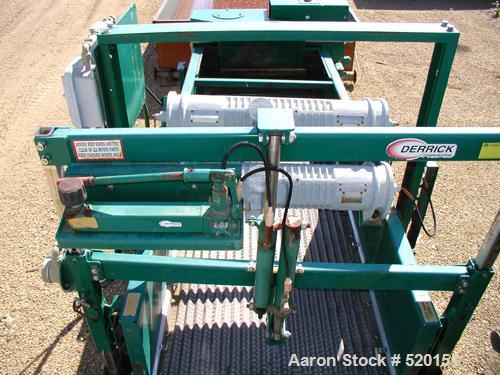 USED: Derrick High G screen, model 2M48-120F-4A. 7 hp, 480 volt 3 phase. Approximately 5' wide x 12' long. Carbon steel construction. Year 1997. 4 deck unit. Screener designed for wet applications.