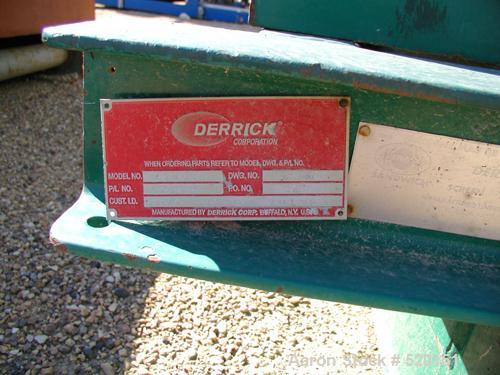 USED: Derrick High G screen, model 2M48-120F-4A. 7 hp, 480 volt 3 phase. Approximately 5' wide x 12' long. Carbon steel construction. Year 1997. 4 deck unit. Screener designed for wet applications.