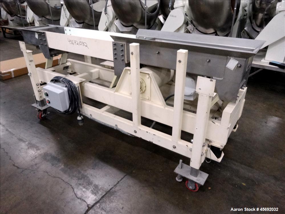 Used Eriez Model TMS12X96 HI-VI Vibratory Rectangular Screener. Screen size: 24" long x 9-1/2. 6" diameter out feed. 1-1/2 hp, 1725 rpm, 3/60/208-230/460, Baldor motor. Serial Number 11837. Built 200...