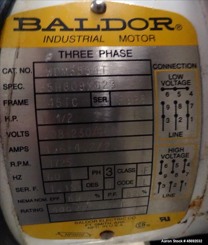 Used Eriez Model TMS12X96 HI-VI Vibratory Rectangular Screener. Screen size: 24" long x 9-1/2. 6" diameter out feed. 1-1/2 hp, 1725 rpm, 3/60/208-230/460, Baldor motor. Serial Number 11837. Built 200...