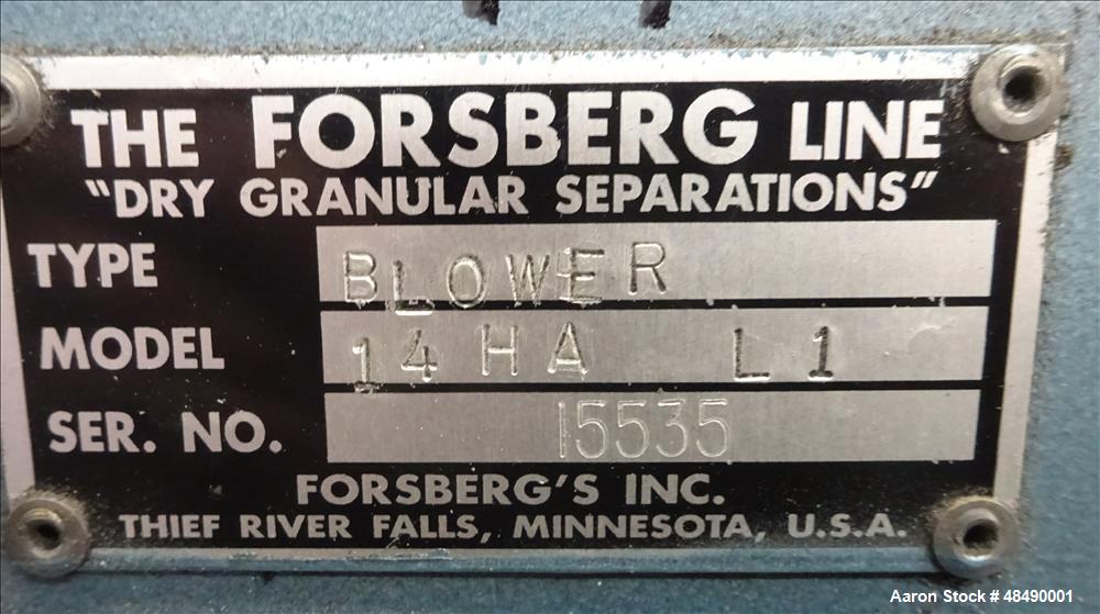 Used Forsberg Vacuum Gravity Separator, Model 50-VMS.
