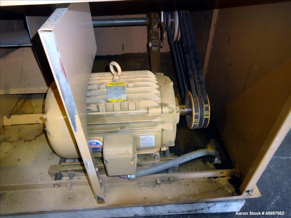 Used Forsberg Destoner, Model G-6, Carbon Steel. Screen 41" long x 34" wide. Light particle outlet 15" x 10", heavy particle outlet 41" x 6" tall. Driven by a 15 hp, 3/60/230-460 volt, 1760 rpm motor...