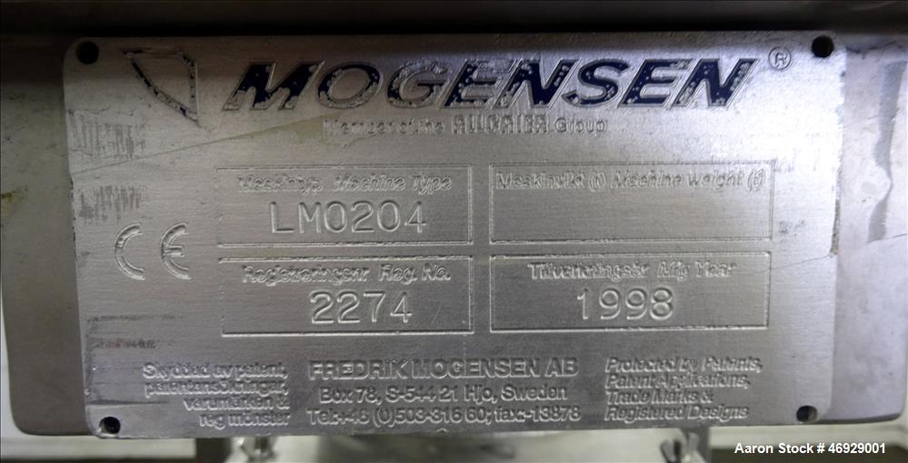 Used- Mogensen Flow Through Screener / Sizer, Model S-0254.