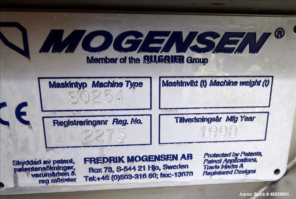 Used Mogensen Flow Through Screener / Sizer, Model S-0254.