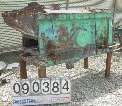 Used Prater Screener, Model VS1-15-2E, Carbon Steel. Approximately 15" wide x 72" long double deck, 2 separation. Top end feed, enclosed housing with top access door. End overs outlet, bottom fines o...