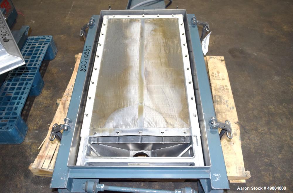 Used Rotex Screener, Model 111A AL/SS, Stainless Steel. 21" Wide x 36" long single deck, 2 separation. Clamp down aluminum top cover, 2 bottom outlets. 5.3 Square feet screen area, 2" screen motion. ...