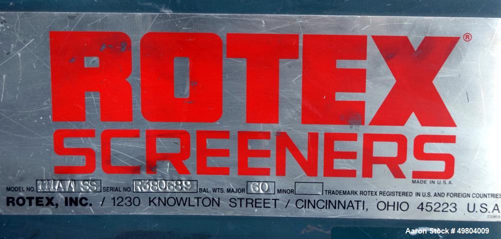 Used Rotex Screener, Model 111A AL/SS, Stainless Steel.