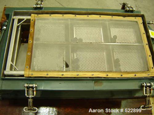 USED: 21" x 36" Rotex screener, model 111A-SSSL. Single deck, stainless steel cover, screen frames and pan. 14" x 8" inlet with10" inspection cap and cover. Fines outlet is 10" x 12" rectangularand o...