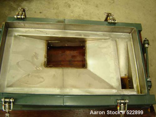 USED: 21" x 36" Rotex screener, model 111A-SSSL. Single deck, stainless steel cover, screen frames and pan. 14" x 8" inlet with10" inspection cap and cover. Fines outlet is 10" x 12" rectangularand o...