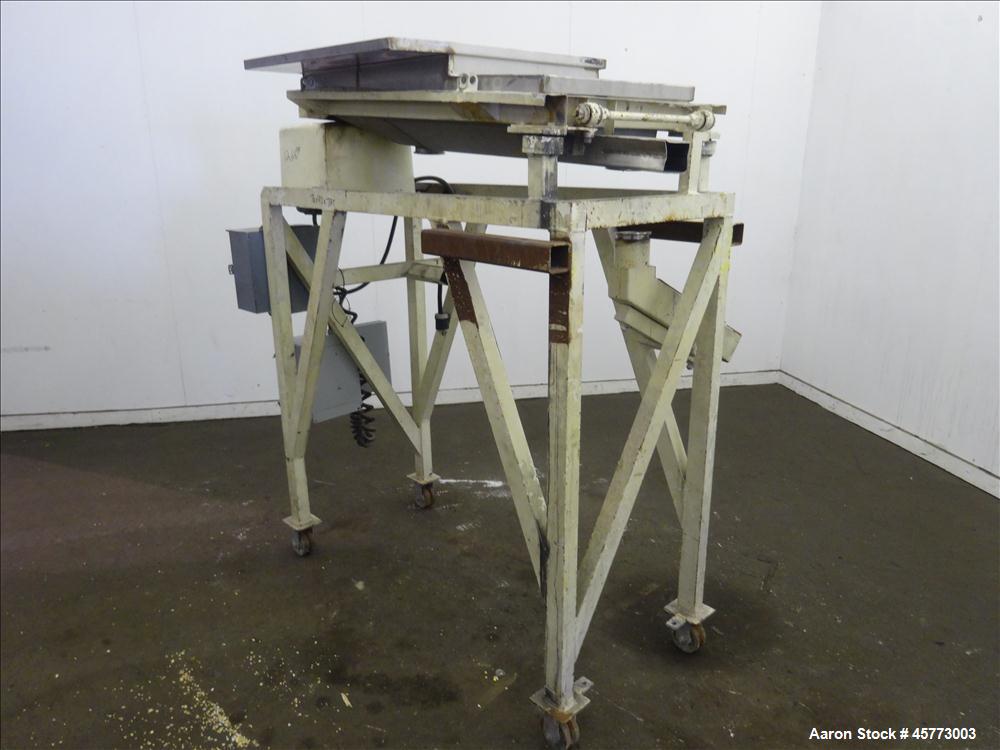 Used Rotex Screener, Model 111PS AL/SS. 316 Stainless Steel. Single deck, 2 separation. Approximate 21" x 36 screen section. Driven by a 1/2 hp, 230-460 volt, 1140 rpm motor. 4" x 2.5" side bottom ou...