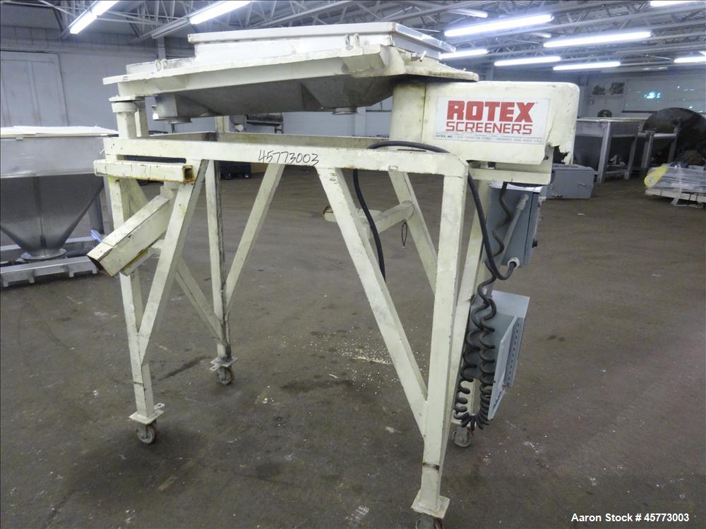 Used- Rotex Screener, Model 111PS AL/SS. 316 Stainless Steel. Single deck, 2 separation. Approximate 21" x 36 screen section...