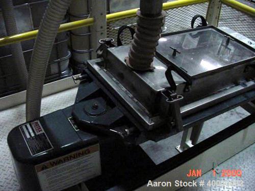 Used Resin Screening Tower Consisting Of: (1) Rotex screener, model 111PSSS-SS, single deck, 2 separation, 304 stainless steel.20'' x 37'' screen, 5.1 square feet area, ball cleaning deck. Driven by ...