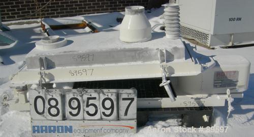 Used Rotex Screener, Model 11ASS/SS, 304 Stainless Steel. 20" Wide x 48" long single deck, 3 separation. Clamp down 304 stainless steel top cover, 2 bottom outlets, 6.6 square feet screen area. Drive...