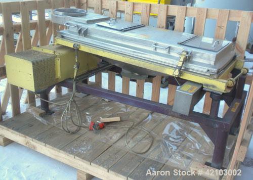 Used Rotex Screener, Model 11A AL/SS, 304 Stainless Steel. 20" wide x 48" long single deck, 2 separation. Clamp down aluminum top cover, 2 bottom outlets. 6.6 Square feet screen area, 2" screen motio...