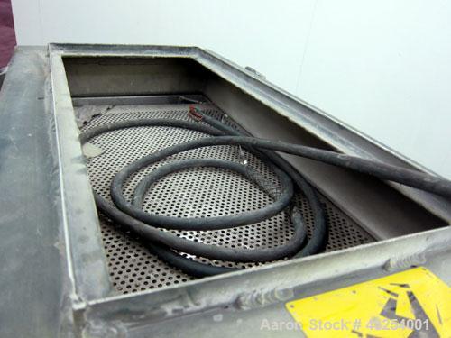Used Rotex Screener, Model 11 PS AL/SS, 304 Stainless Steel. 20" Wide x 36" long, single deck, 2 separation. 1 Piece aluminum top cover. (2) 6" bottom outlets. Approximate 6.6 square feet screen area...