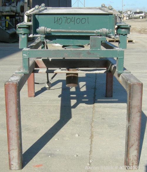 Used Rotex Screener, model 12, carbon steel. 20" wide x 37" long double deck, 3 separation. No top cover, 3 bottom outlets. 5.1 square feet screen area, 2" screen motion. Driven by a 1/2 hp, 3/60/208...