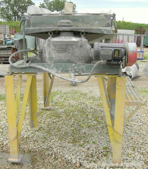 Used: Rotex screener, model 221, carbon steel. 40" wide x 56" long single deck, 2 separation. Clamp down top cover, 2 bottom outlets. 15.5 square feet screen area. Driven by a 2 hp, 3/60/208-230/460 ...