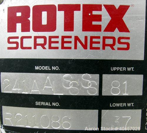 Used Rotex Screener, model 241AASSSS, 304 stainless steel. 24