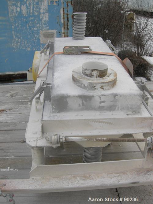 Used Rotex Screener, Model 241A, 304 Stainless Steel. 24" wide x 48" long single deck, 2 separation. Clamp down 304 stainless steel top cover, 2 bottom outlets. 8 square feet screen area. Driven by a...