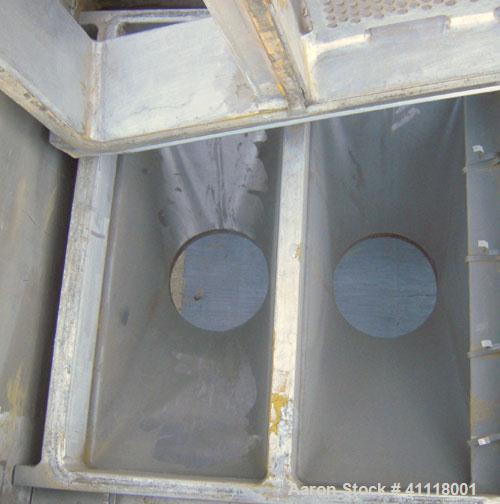 Used Rotex Screener, Model 242-SAN.AL.SS, 304 Stainless Steel, Aluminum Screens. 24 1/2" wide x 66 1/2" long double deck, 3 separation. Clamp down aluminum top cover, 9 1/2" inlet, (3) 6" end bottom ...