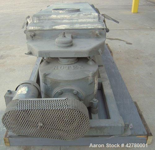 Used Rotex Screener, Model 242-SAN.AL.SS. 304 Stainless steel, aluminum screens. 24 1/2" wide x 66 1/2" long double deck, 3 separation. Clamp down aluminum top cover, 9 1/2" inlet. (3) 6" end bottom ...