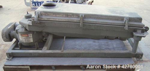 Used Rotex Screener, Model 242-SAN.AL.SS. 304 Stainless steel, aluminum screens. 24 1/2" wide x 66 1/2" long double deck, 3 separation. Clamp down aluminum top cover, 9 1/2" inlet. (3) 6" end bottom ...