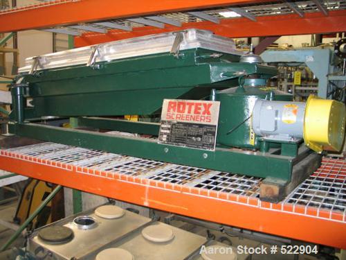 USED: 24" x 48" Rotex screener, model 242A. Upper weight 88 lbs,lower weight 41 lbs. 1 hp motor refurbished. Aluminum and stainlesssteel construction. Newly installed Lexan sight panel in cover forvi...