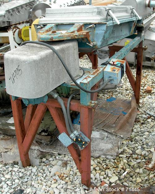Used Rotex Screener, Stainless Steel. 20" wide x 48" long, 2 deck, 3 separation (requires screens). Clamp down aluminum top cover, (3) bottom outlets. Driven by a 1/2 HP, 3/60/208-230/460 Volt, 1140 ...