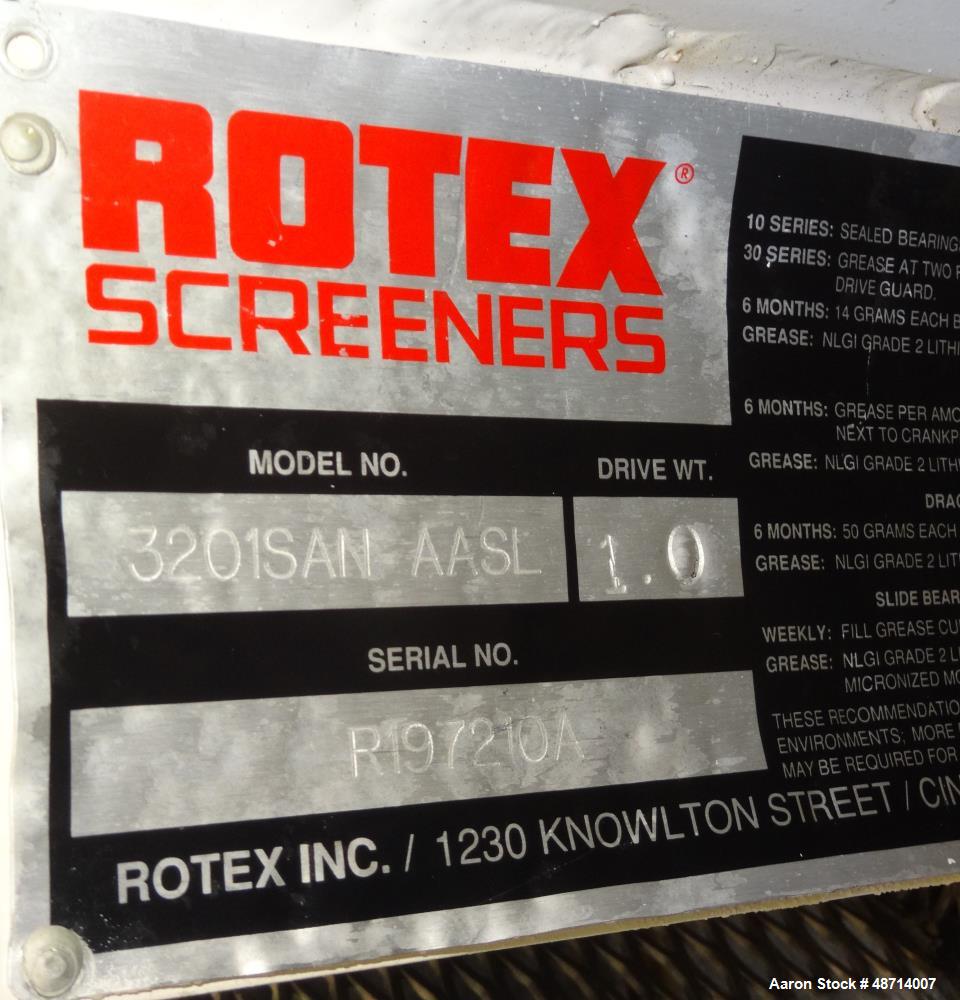 Used Rotex Screener, Model 3201SAN AASL, 304 Stainless Steel.