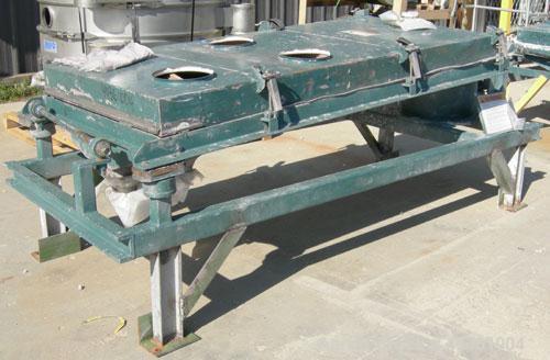 Used: Rotex screener, model 321, carbon steel. 40" wide x 84" long single deck, 2 separation. Clamp down top cover, 2 bottom outlets. 23.3 square feet screen area. Driven by a 2 hp, 3/60/230/460 volt...
