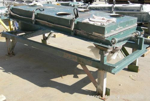 Used: Rotex screener, model 321, carbon steel. 40" wide x 84" long single deck, 2 separation. Clamp down top cover, 2 bottom outlets. 23.3 square feet screen area. Driven by a 2 hp, 3/60/230/460 volt...