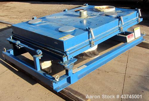 Used Rotex Screener, Model 3421GC MWMM, Carbon Steel. Approximately 60" wide x 84" long single deck, 2 separation.  Nominal area per screen surface 35 square feet. 2-1/2" stroke screen motion. (2) Bo...