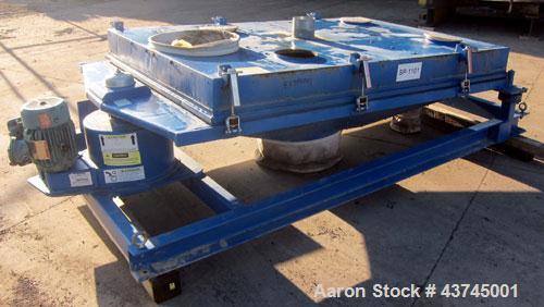 Used Rotex Screener, Model 3421GC MWMM, Carbon Steel. Approximately 60" wide x 84" long single deck, 2 separation.  Nominal area per screen surface 35 square feet. 2-1/2" stroke screen motion. (2) Bo...