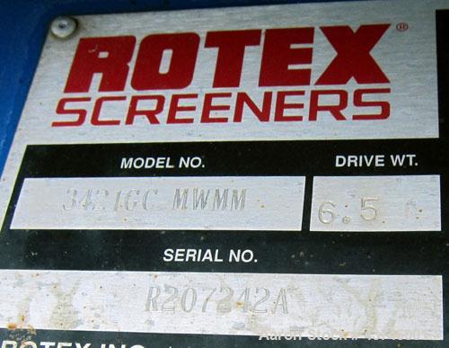 Used Rotex Screener, Model 3421GC MWMM, Carbon Steel. Approximately 60" wide x 84" long single deck, 2 separation.  Nominal area per screen surface 35 square feet. 2-1/2" stroke screen motion. (2) Bo...