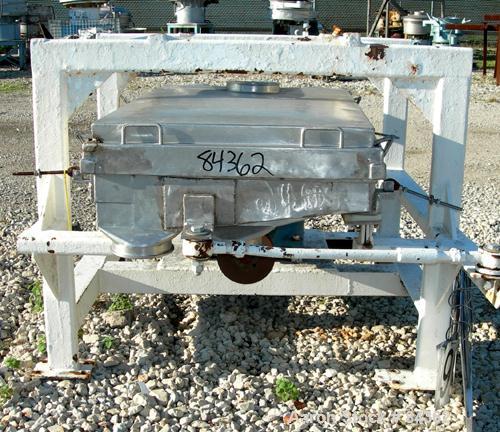 Used Rotex Screener, Model 40, 304 Stainless Steel. 28" Wide x 40" long single deck, 2 separation. Bolt down top cover, 2 bottom outlets. Unit requires an approximate 1 hp motor, includes gearbox. Mo...