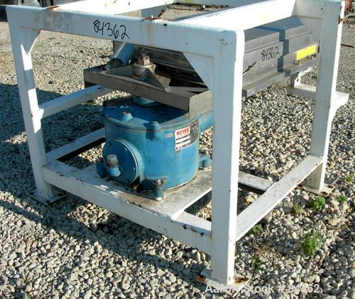 Used Rotex Screener, Model 40, 304 Stainless Steel. 28" Wide x 40" long single deck, 2 separation. Bolt down top cover, 2 bottom outlets. Unit requires an approximate 1 hp motor, includes gearbox. Mo...