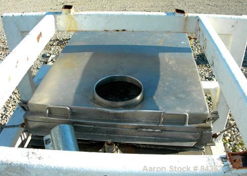 Used Rotex Screener, Model 40, 304 Stainless Steel. 28" Wide x 40" long single deck, 2 separation. Bolt down top cover, 2 bottom outlets. Unit requires an approximate 1 hp motor, includes gearbox. Mo...