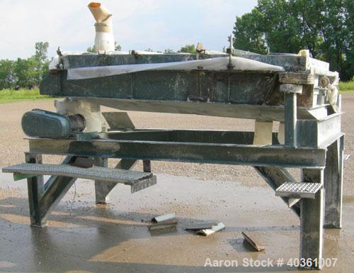 Used Rotex screener, model 42GP, carbon steel. 40" wide x 84" long double deck, 3 separation. Clamp down top cover, 3 bottom outlets. 23.3 square feet screen area. Driven by a 2 hp, 3/60/208-230/460 ...