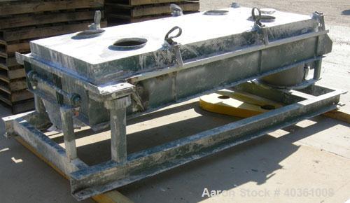 Used: Rotex screener, model 42GP, carbon steel. 40" wide x 84" long double deck, 3 separation. Clamp down top cover, 3 bottom outlets. 23.3 square feet screen area. Driven by a 2 hp, 3/60/230/460 vol...