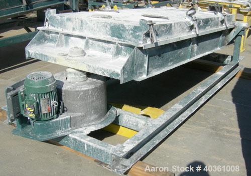 Used: Rotex screener, model 42GP, carbon steel. 40" wide x 84" long double deck, 3 separation. Clamp down top cover, 3 bottom outlets. 23.3 square feet screen area. Driven by a 2 hp, 3/60/230/460 vol...