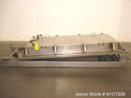Used Rotex Sanitary Screener, Model 431 SAN/AL/SS, Stainless Steel. 40" wide x 84" long single deck, 2 separation. Clamp down aluminum top cover, 2 bottom outlets. 23.3 square feet screen area. Drive...