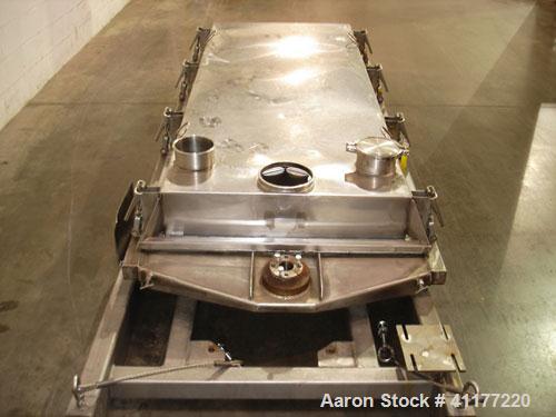 Used Rotex Sanitary Screener, Model 431 SAN/AL/SS, Stainless Steel. 40" wide x 84" long single deck, 2 separation. Clamp down aluminum top cover, 2 bottom outlets. 23.3 square feet screen area. Drive...