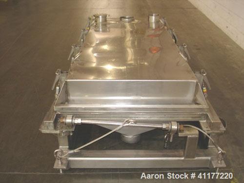 Used Rotex Sanitary Screener, Model 431 SAN/AL/SS, Stainless Steel. 40" wide x 84" long single deck, 2 separation. Clamp down aluminum top cover, 2 bottom outlets. 23.3 square feet screen area. Drive...