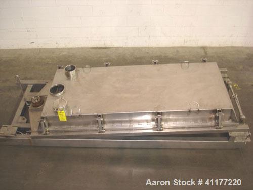 Used Rotex Sanitary Screener, Model 431 SAN/AL/SS, Stainless Steel. 40" wide x 84" long single deck, 2 separation. Clamp down aluminum top cover, 2 bottom outlets. 23.3 square feet screen area. Drive...