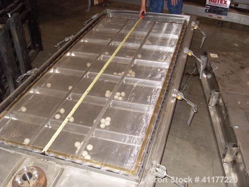 Used Rotex Sanitary Screener, Model 431 SAN/AL/SS, Stainless Steel. 40" wide x 84" long single deck, 2 separation. Clamp down aluminum top cover, 2 bottom outlets. 23.3 square feet screen area. Drive...