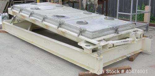Used Rotex screener, model 521D SAN, 304 stainless steel. 60" wide x 144" long single deck, 2 separation. Clamp down top aluminum cover, 2 bottom outlets. 60 square feet screen area, 3 1/2" screen mo...