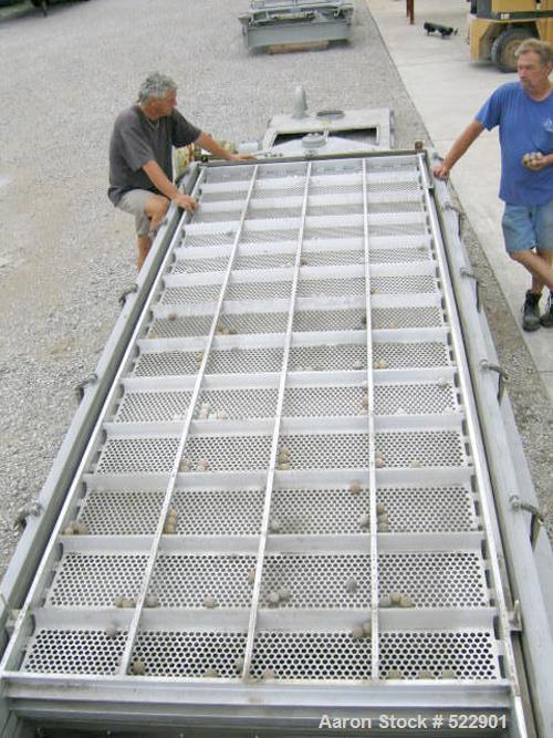 USED: 60" x 144" two deck Rotex screener, model 522A-ALSS. 367 lbsupper weight, 183 lbs lower weight. Two piece aluminum covers, aluminum screen frames. Automatic tension design. Stainless steel boxa...