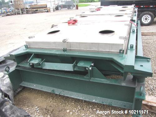 Used Rotex Screener. Model 522, Stainless Steel. 60" wide x 144" long double deck unit with a two-piece aluminum top cover. Carbon steel pan and box. Rated 183 minor weight, 367 major weight. Mounted...
