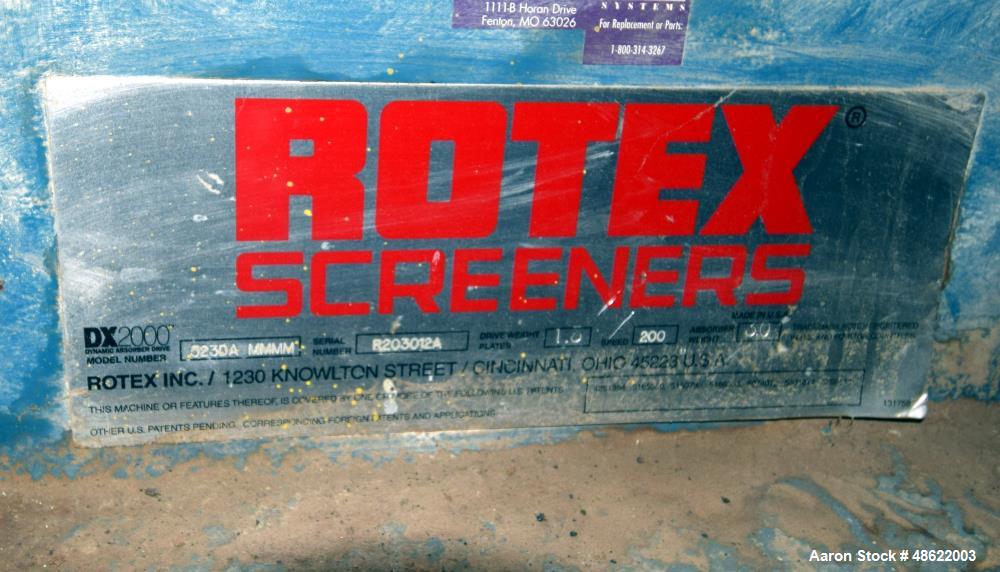Used Rotex Screener, Model 523DA MMMM, Carbon Steel.