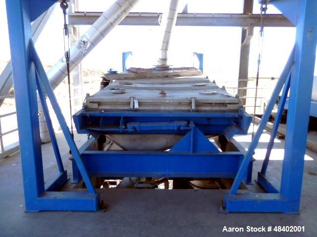 Used Rotex Screener, Model 5722DA-AASS, Stainless Steel. 80” Wide x 144” long double deck, 3 separation. Clamp down top cover. Approximate 80 square feet screen area. Driven by a 7.5hp, 3/60/230/460 ...